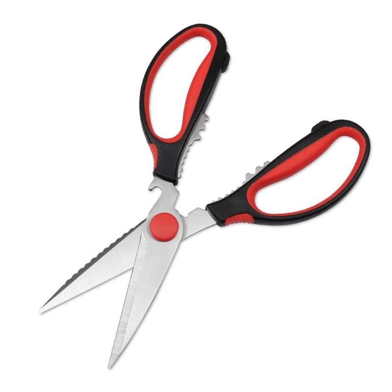 Rainspire Premium Come Apart Kitchen Scissors All Purpose Heavy Duty Kitchen Shears for Food Scissors Kitchen Utensils, Dishwasher Safe, Black Red