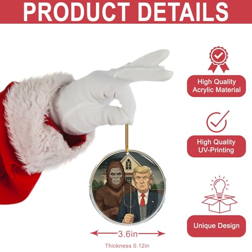 Bigfoot Christmas Ornament - Funny Sasquatch Acrylic 3.6in Hanging Decor