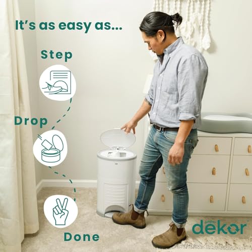 Diaper Dekor EKO Classic Diaper Pail White Eko White Hands-Free Refill System
