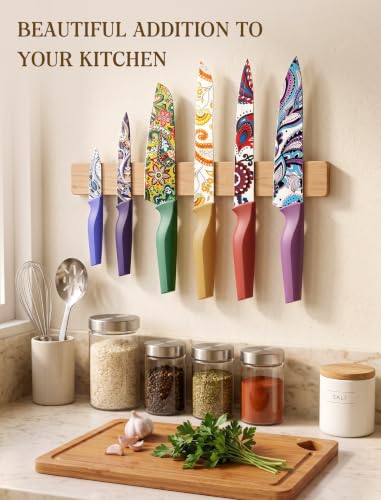 Astercook Paisley Pattern Kitchen Knife Set with Cover - 12-Piece