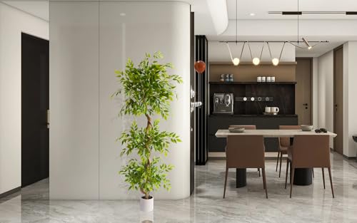 6ft Artificial Ficus Tree with White Planter - Indoor Home Decor, Office Plant