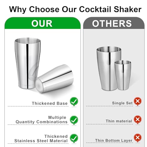 Mwellewm Silver 8-Piece Cocktail Shaker Set Professional Bartender Kit Stainless Steel