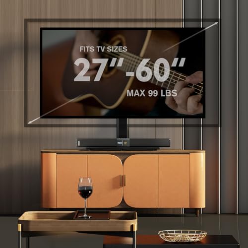27-60 Inch Universal Swivel TV Stand with Height Adjustment & Glass Base - Holds up to 99lbs