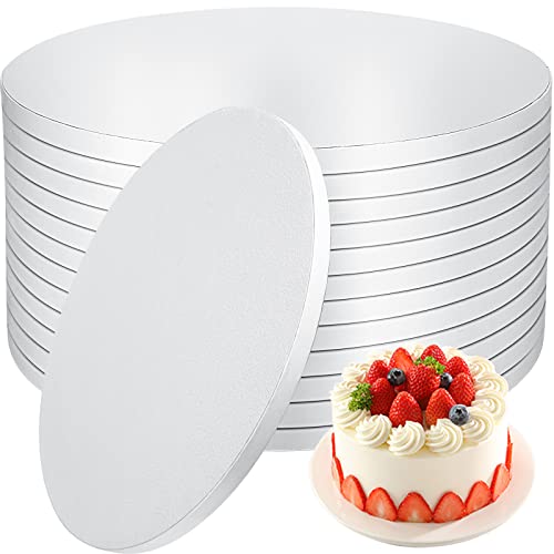 Sudaya 12 Inch Cake Drums Pack of 12 - Round White Cardboard Cake Boards for Wedding & Baking - 1/2 Inch Thick, Greaseproof Base