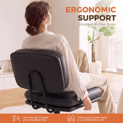 Black COMHOMA Small Adjustable Home Office Desk Chair with Lumbar Support
