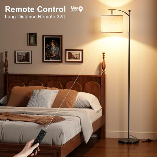 Beige & Black 61-Inch Dimmable Floor Lamp with Remote – Adjustable Brightness & Color