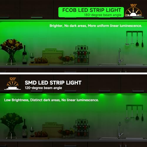 USB-Powered Green FCOB LED Strip 6.56ft 320 LEDs/m for TV Backlight