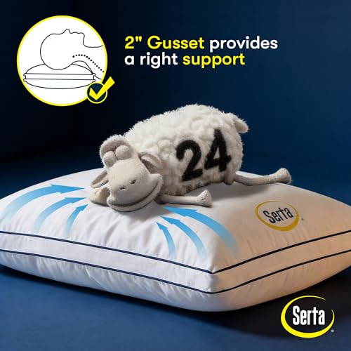 Serta King Size Bed Pillows Set of 2 - Medium Soft Support, White