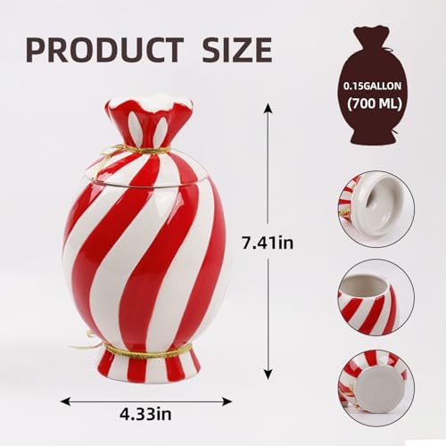 DIF DECO Christmas Candy Ceramic Storage Jars with Lid - 700ml, Vertical Storage Jar, 24.7 oz