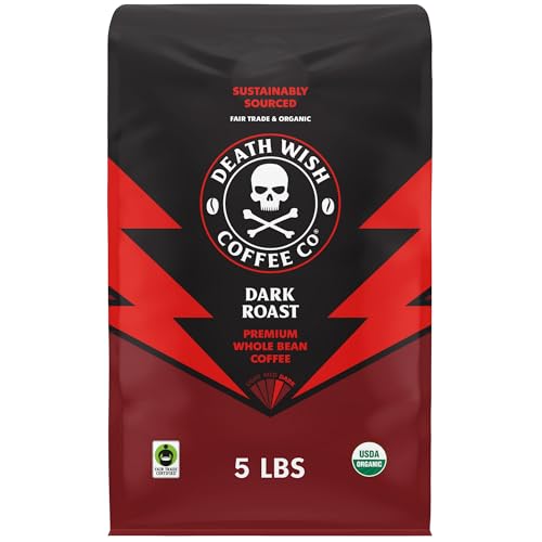 Dark Roast Whole Bean Coffee 80 oz - Organic & Fair Trade - Bold Flavor