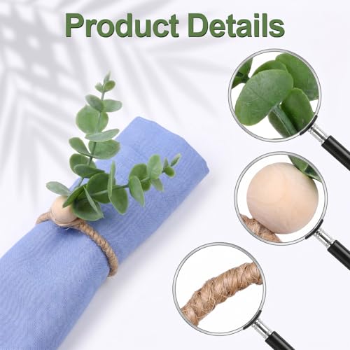30 Pcs Eucalyptus Leaf Napkin Rings Farmhouse Boho Decor for Spring Easter Wedding