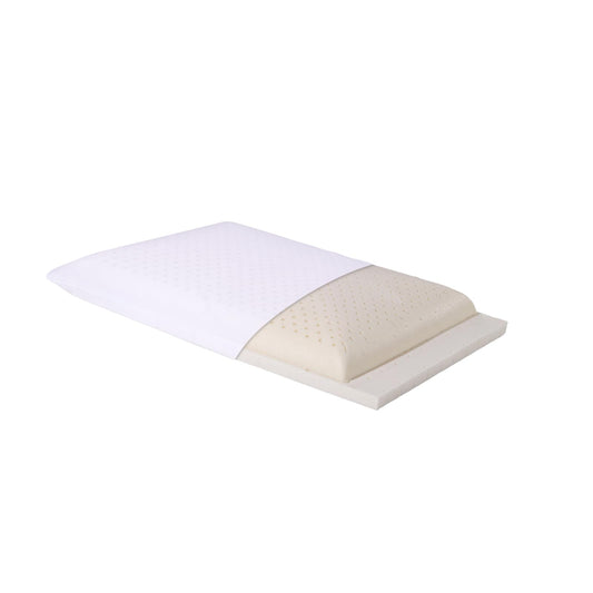 SUQ I OME Adjustable Slim Sleeper -Thin Flat Latex Pillow for Sleeping with 2 Removable Layers 3 Heights(1'', 2.5'', 3.5''), for Stomach, Side and Back Sleepers,Twill White