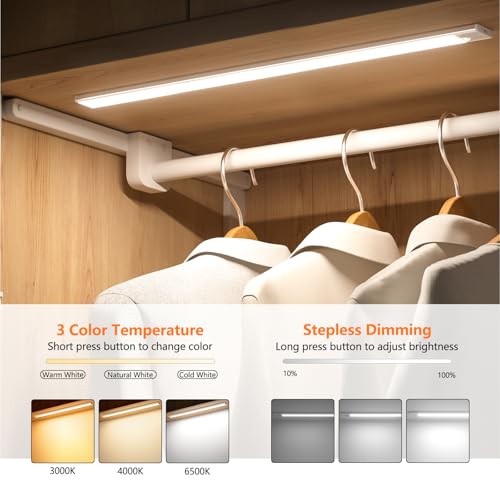 24 Inch Rechargeable LED Under Cabinet Light - 106 LEDs, 3 Color Modes, Silver - 1 Pack