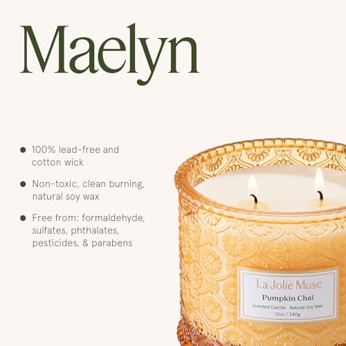 Pumpkin Chai Scented Candle - Natural Soy 2-Wick, 12 oz, Cozy Fall Home Decor