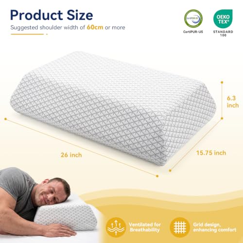 High Profile Thick Firm Support Bed Pillow for Heavy & Big Guys - 6.3" Height