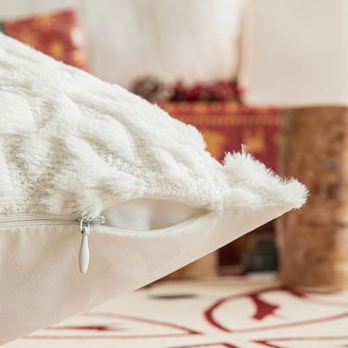 AQOTHES Set of 2 Christmas Snowflake White Throw Pillow Covers 20x12 Inches