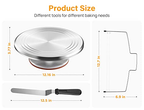 Kootek 12-Inch Aluminum Cake Turntable for Decorating & Baking Kit