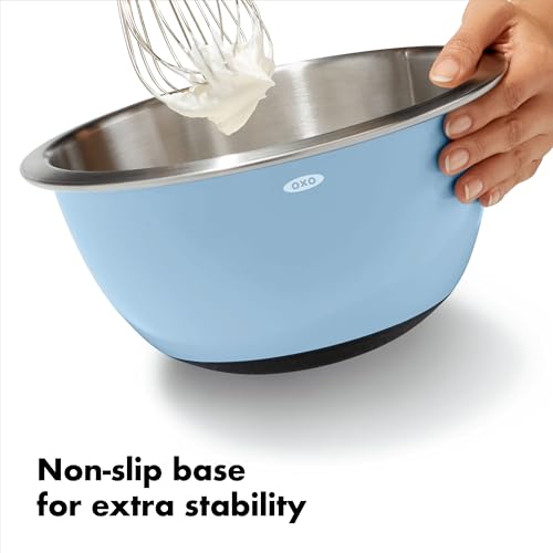 OXO Good Grips 3-Piece Stainless Steel Mixing Bowls Set - Blue & Gray, Nesting & Dishwasher Safe