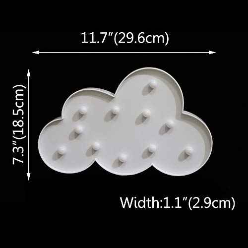 White LED Cloud Marquee Signs, Light Up Cloud Decorative Signs Hanging Hole Nursery Room Night Light for Baby Shower, Party Supply, Christmas Decor-White