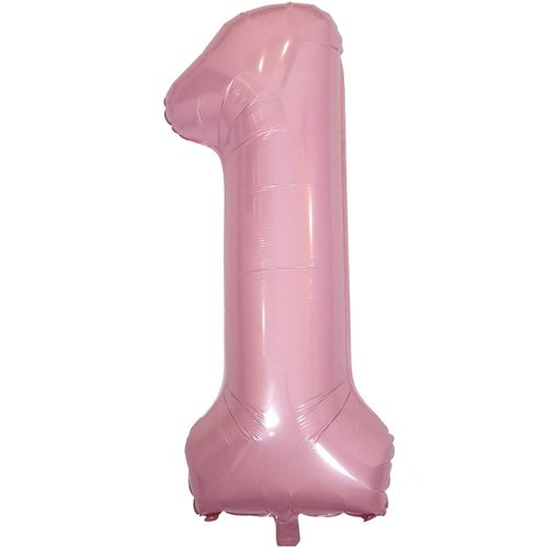 DIWULI Number Balloons 40 Inch Pastel Pink - Large Number 1 Balloon, Big Pink Balloons, Helium 1st Birthday Party Decorations Supplies Foil Balloons Numbers Girl Women, Big Balloon Years Anniversary
