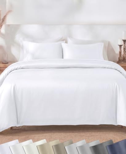 California Design Den White Twin XL Duvet Cover Set - 400 Thread Count Cotton Sateen, No Comforter Included, 68x92 Inches