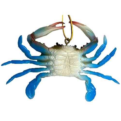 Hand Painted Blue Crab Christmas Ornament, Nautical Xmas Tree Hanging Decor, Maryland Themed Gift, 4 inches