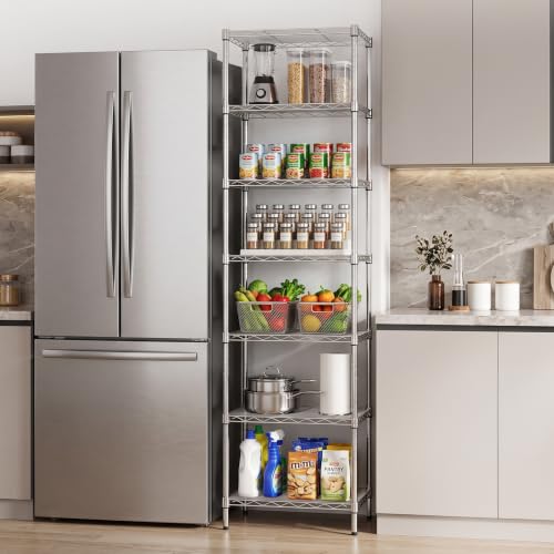 Finnhomy 7-Tier Heavy Duty Wire Shelving Unit - 72 Inch Chrome Storage Rack