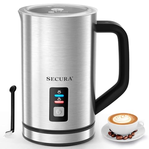 Secura 8.4oz Stainless Steel Milk Frother Automatic Hot & Cold Foam Maker