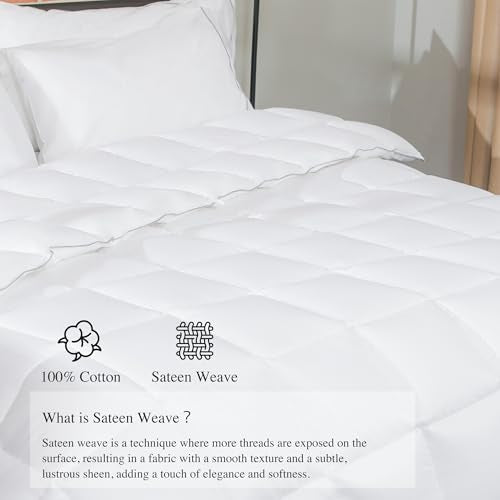 Sunflower White Queen Size Lightweight Cotton Duvet Insert Summer Bedding