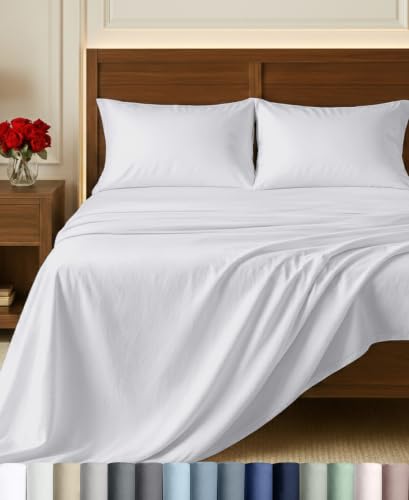 Egyptian Cotton Full Size Bed Sheets - Bright White, Silky Soft, Deep Pockets