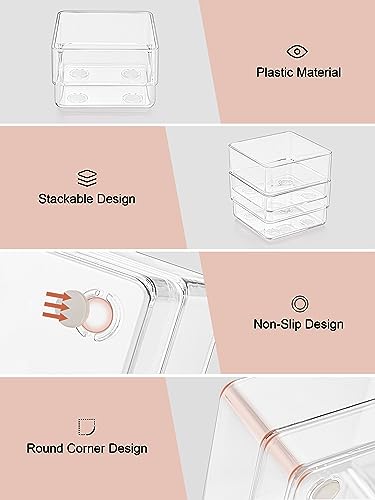 37 PCS Clear Drawer Organizer Set - 4 Sizes, Stackable, Non-Slip Storage Trays