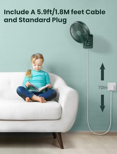 Comoistar 8.5 Inch Wall-Mounted Oscillating Fan with Remote & Timer, Quiet Small RV Bedroom Fan