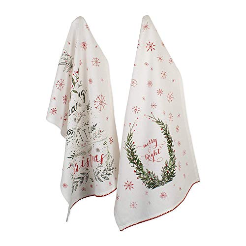 DII Noel Christmas Kitchen Towel Set - Floral Tea Towels for Baking & Cleaning, 18x28, 2 Pieces