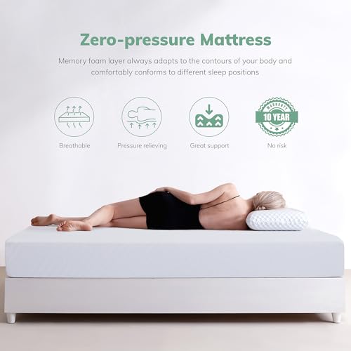 6 Inch Twin Green Tea Gel Memory Foam Mattress - Cooling, Fiberglass-Free