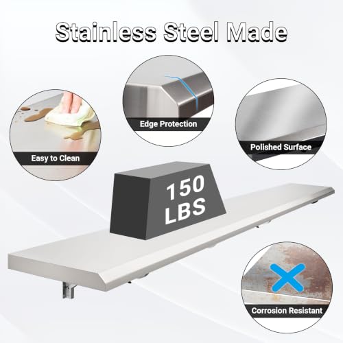 68 x 12-Inch Stainless Steel Folding Concession Shelf - Maximize Space