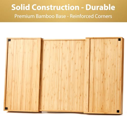 Adjustable Bamboo Kitchen Drawer Organizer for Utensils - 17 to 28 Inch, Extra Large, Flatware Tray