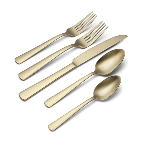 Oneida Aptitude 20-Piece Champagne Satin Flatware Set for 4 - Modern Silverware