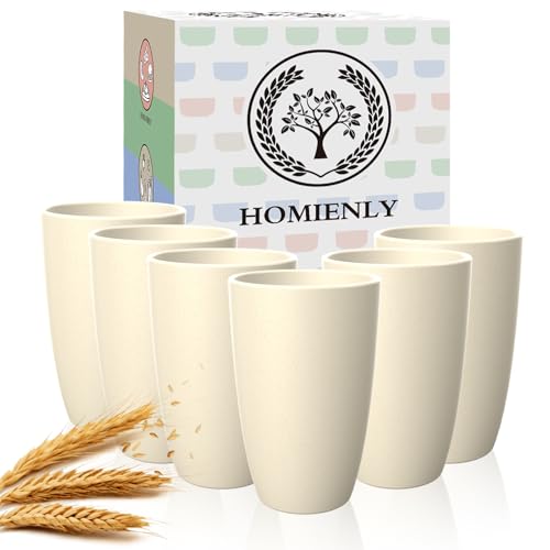 Homienly Wheat Straw Cups 16oz,Unbreakable Cups-6 PCS Freezer and Dishwasher Safe Cups for outdoor gatherings,Picnic,Travel-Blue Sky