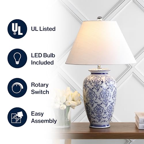 Jonathan Y Juliana Blue & White Chinoiserie Ceramic Urn Table Lamp