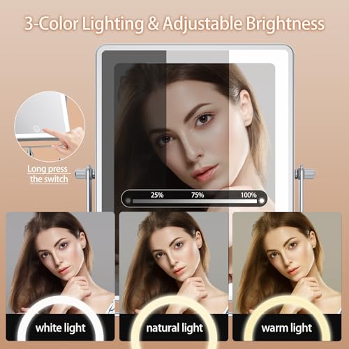 FASCINATE Chrome 8.7-Inch Rechargeable Wall Mounted Makeup Mirror with 5000mAh Battery