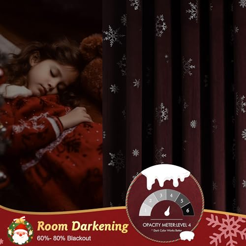 Beauoop Silver Foil Velvet Christmas Curtain Panels 52x84 - Pack of 2