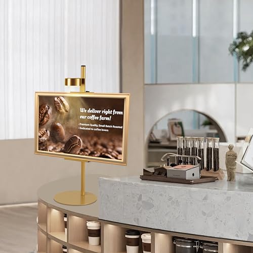 Adjustable Desktop Photo Frame Stand with Magnetic Wall Light - Gold, 30 Inch
