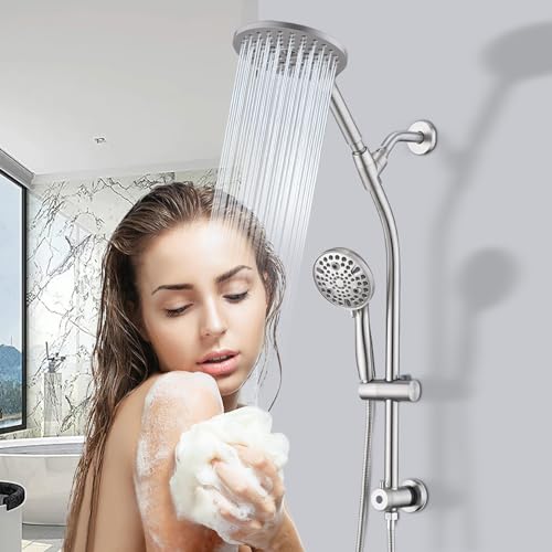 Brushed Nickel High Pressure Shower Head with Handheld & 26" Adjustable Slide Bar
