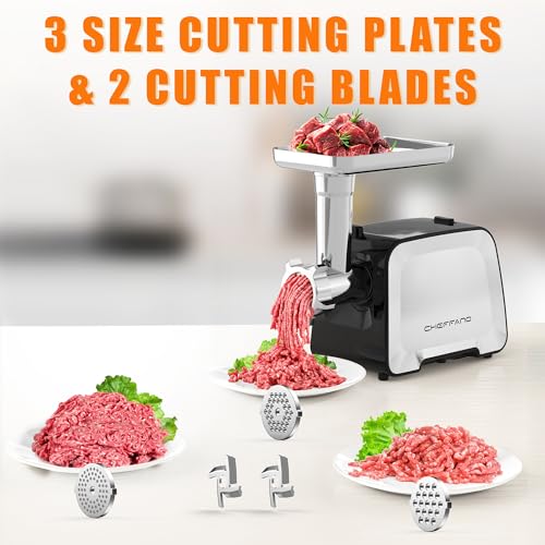 CHEFFANO Life MG090C-S Electric Meat Grinder 2000W Max Stainless Steel Sausage Stuffer & Kubbe Kit