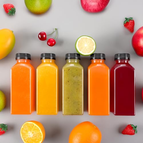 Moretoes 12oz Juice Bottles Set of 128 with Leak-Proof Caps & Labels