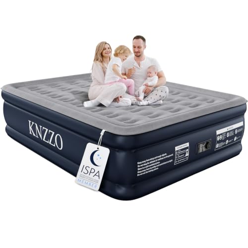 KNZZO Queen Air Mattress with Built in Pump, 18 Inch Inflatable Bed,