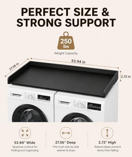 FlyGeneral Washer Dryer Countertop - 54 x 27.5 Inch Black Variation