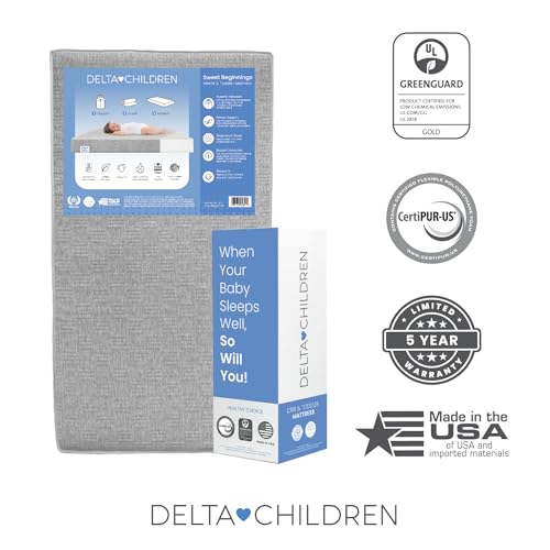 Grey Dual Sided Baby Crib Mattress - Waterproof, CertiPUR-US, Made in USA