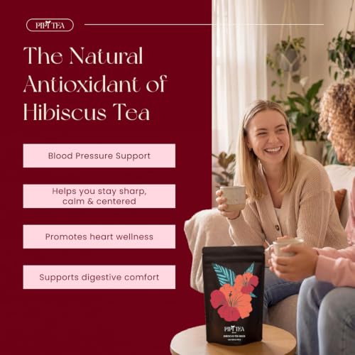 PiPi Tea Organic Hibiscus Tea Bags 30 Count Pack, Caffeine-Free Herbal Tea for Heart & Wellness
