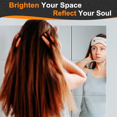 Frameless 12x12 Inch Glass Mirror Tiles - 16 Pack Home Gym Wall Decor